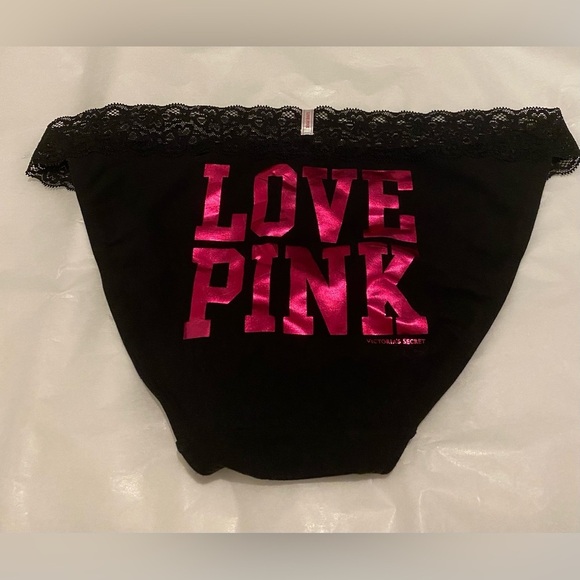 Victoria’s Secret Pink Black Extra Low Rise Lace Trim Bikini Size L New W/O Tag - Picture 1 of 7